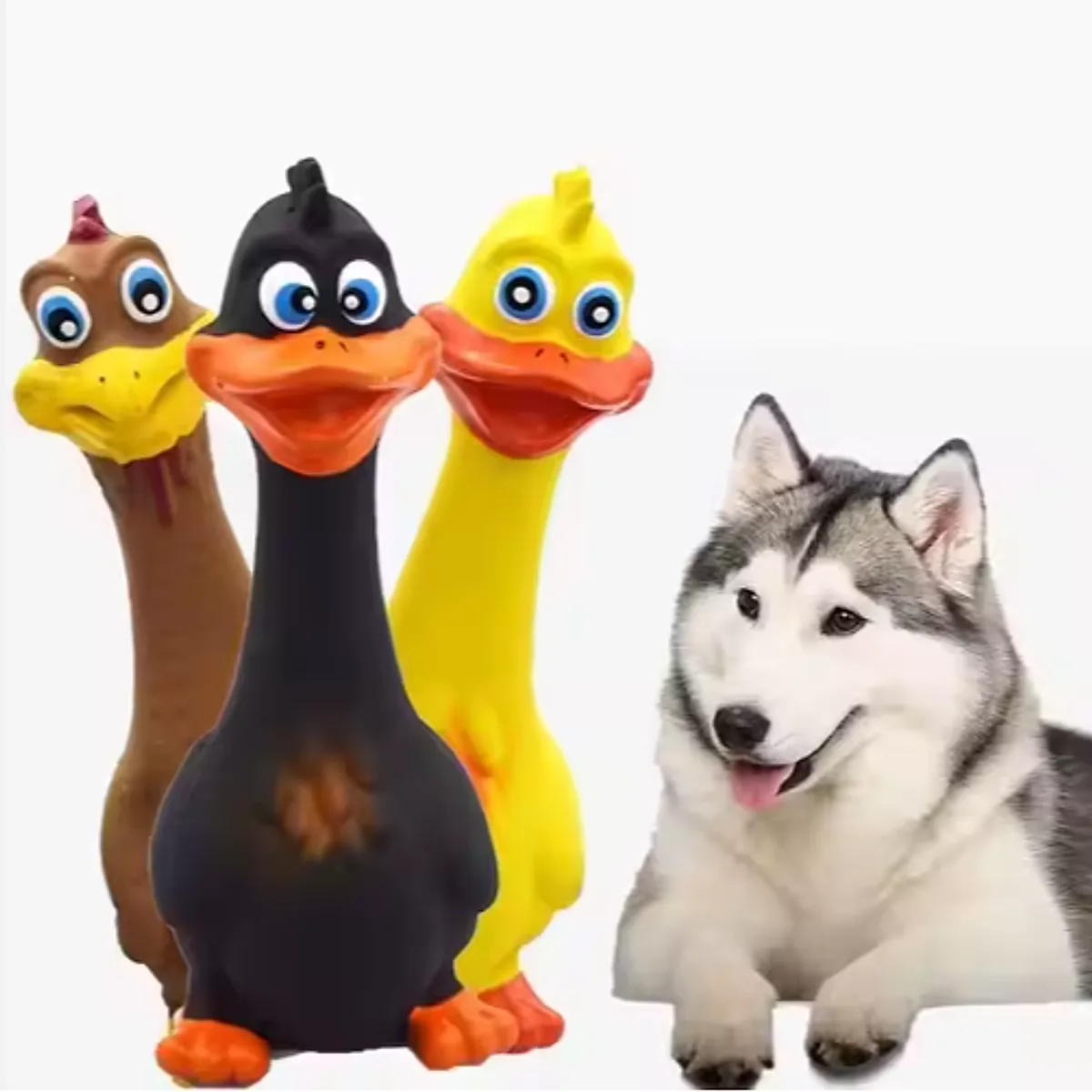 New Latex Interactive Dog Chew Toys Cute Duck Shape Squeaky Pet Dog Interactive - Image 5
