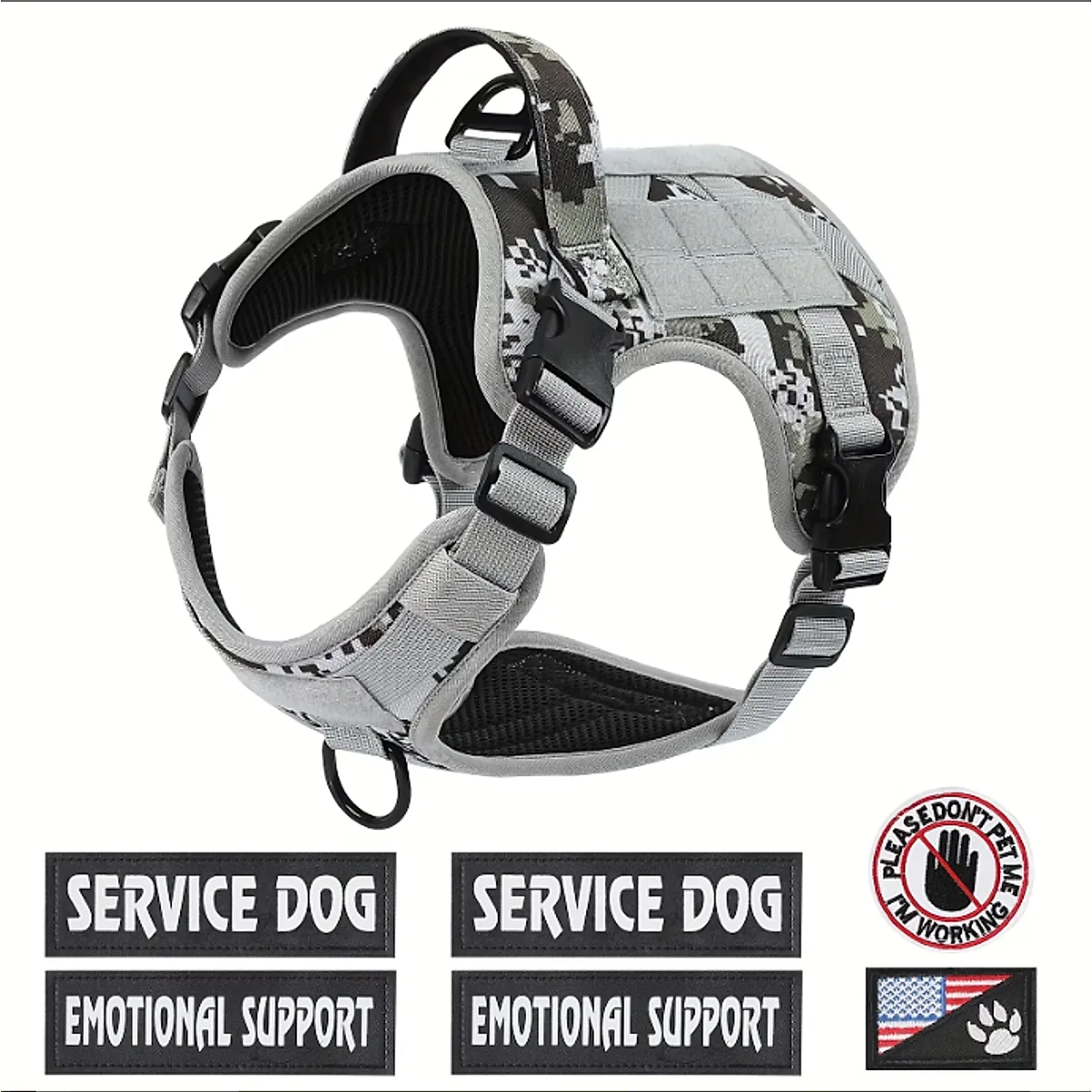 US Local Tactical Service Dog Harness Vest Adjustable Reflective No Pulling - Image 7