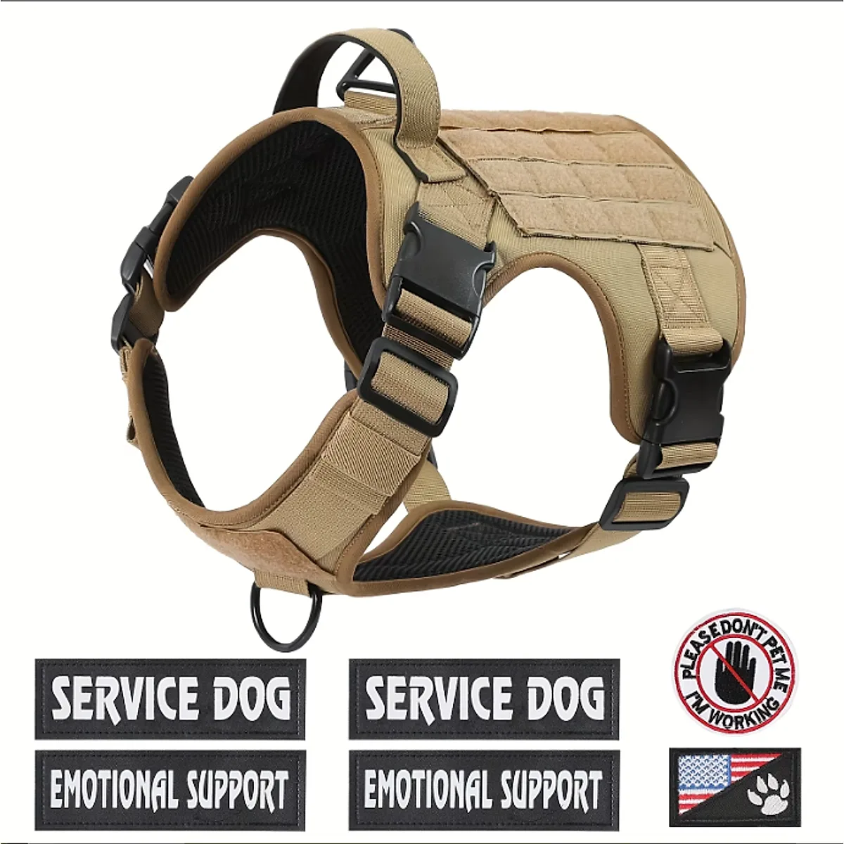 US Local Tactical Service Dog Harness Vest Adjustable Reflective No Pulling - Image 8