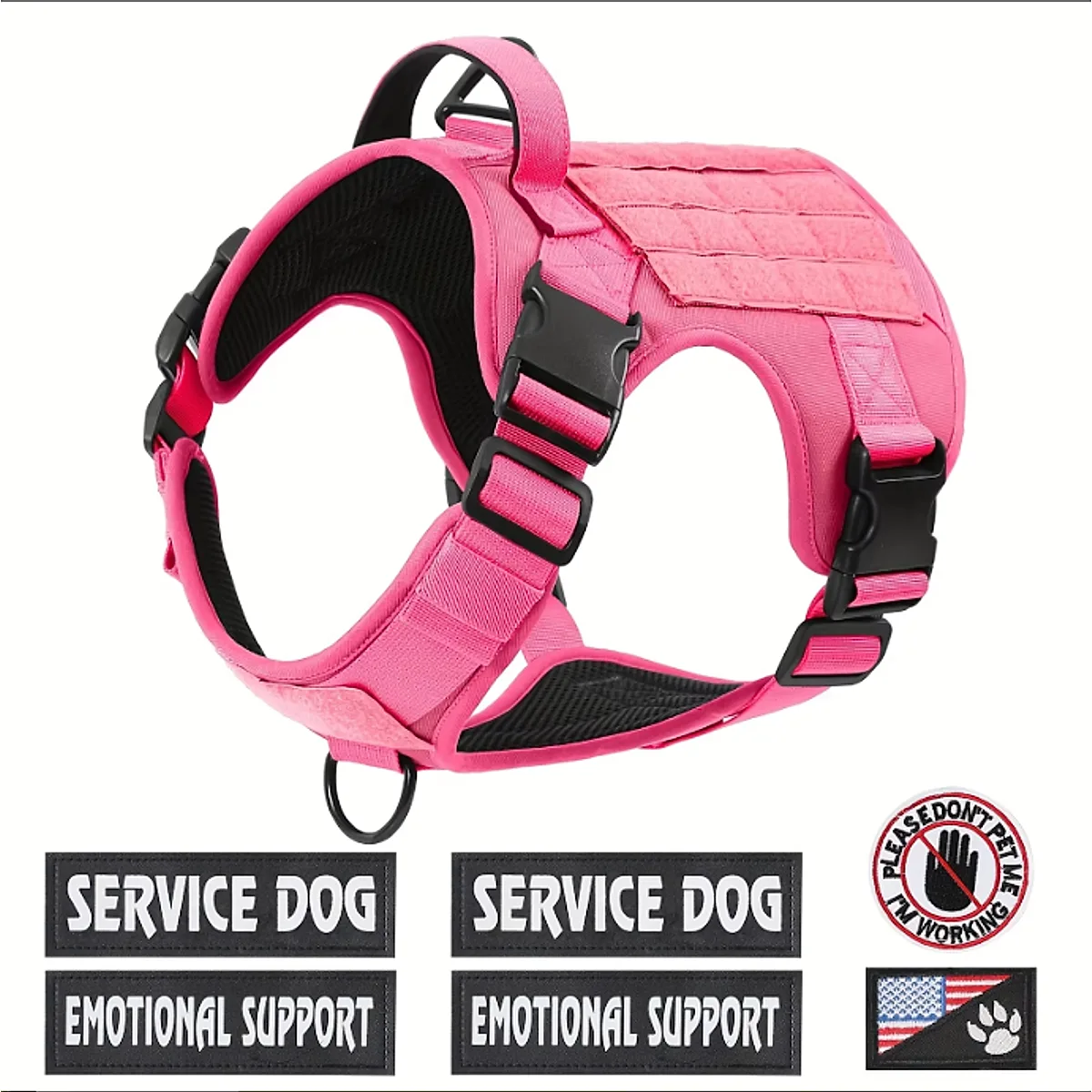 US Local Tactical Service Dog Harness Vest Adjustable Reflective No Pulling - Image 11