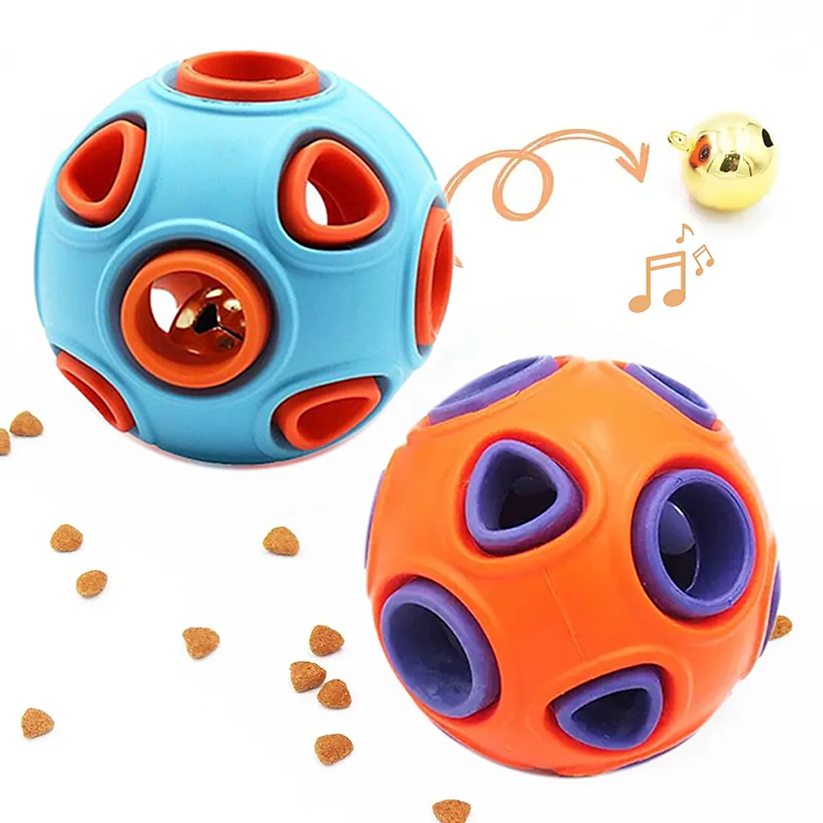 Dog Rubber Ball With Bell Sound, 2-Pack, Interactive Pet Chew Toy For Puppies - Image 4