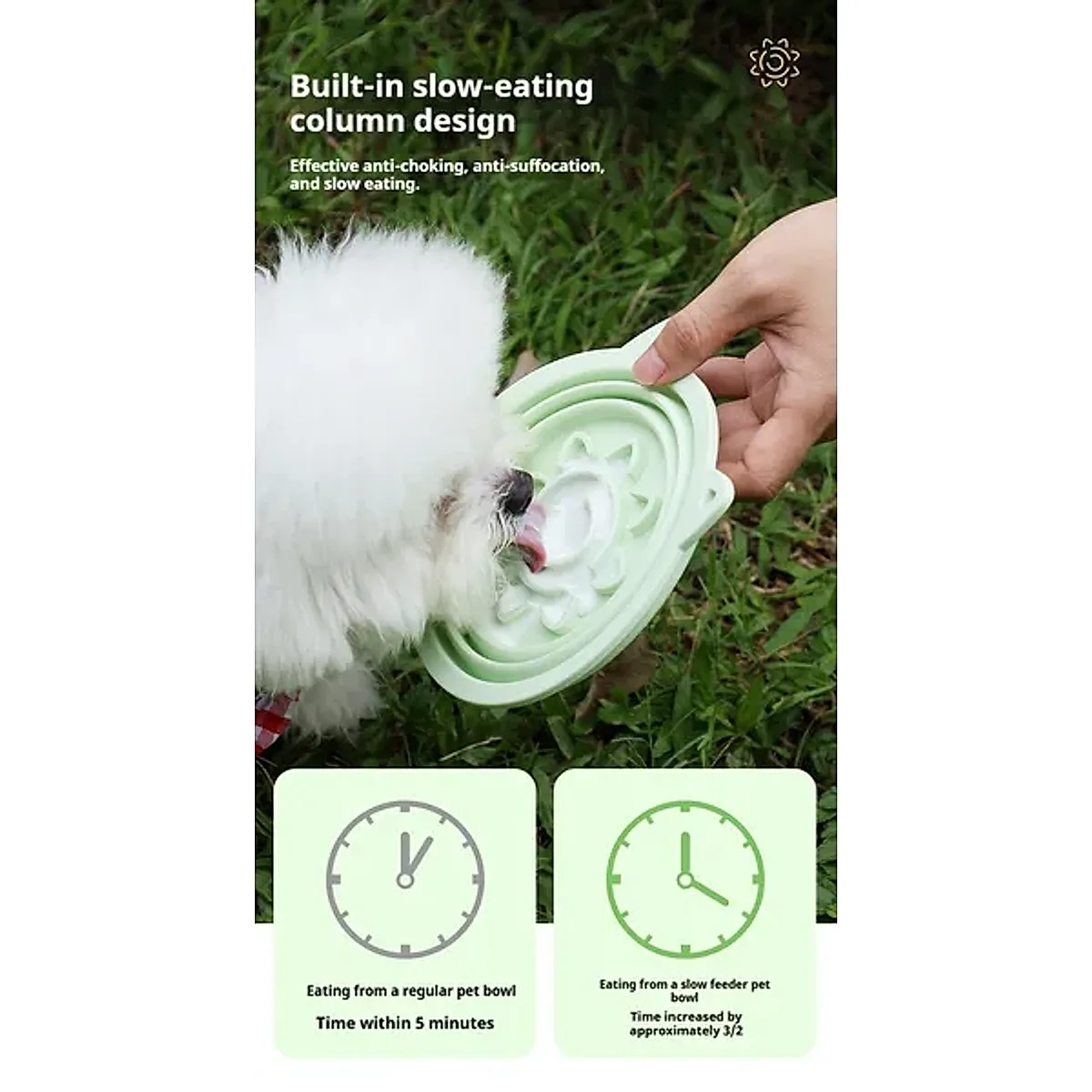 3-in-1 Pet Travel Collapsible Bowl Foldable Slow-Feeder With Strong Suction - Image 3