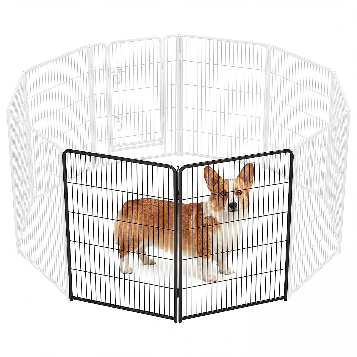 Metal Material, Foldable Pet Fence With A Door, Suitable For Small, Medium And