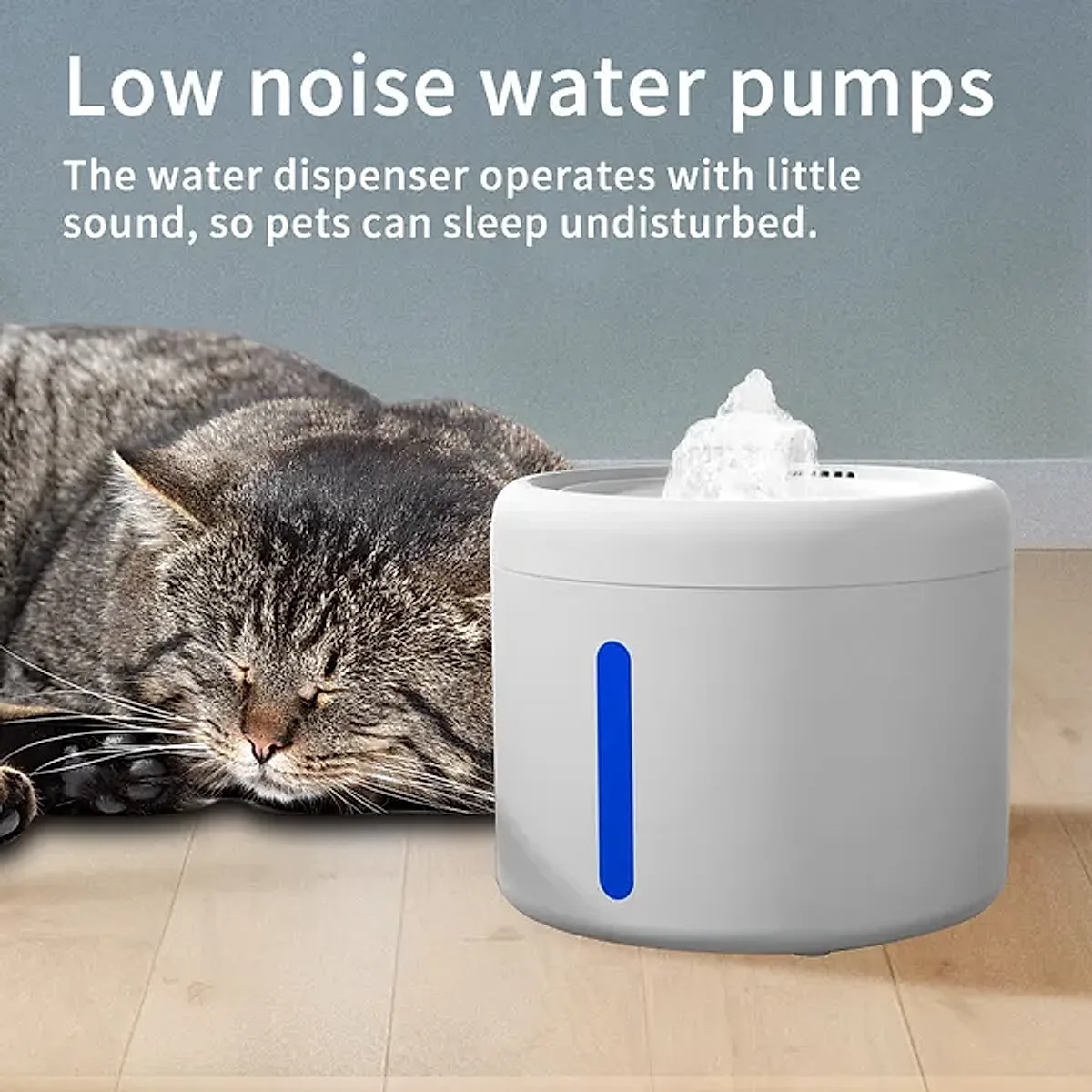 2500ML USB Round Pet Water Fountain, Automatic Cat Water Dispenser With - Image 5