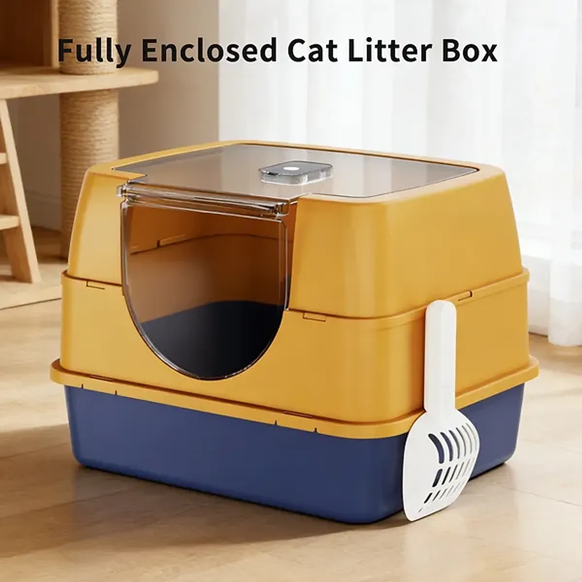 Enclosed Cat Litter Box, Orange - Odor-Locking, Spacious For Large Cats, A - Image 2