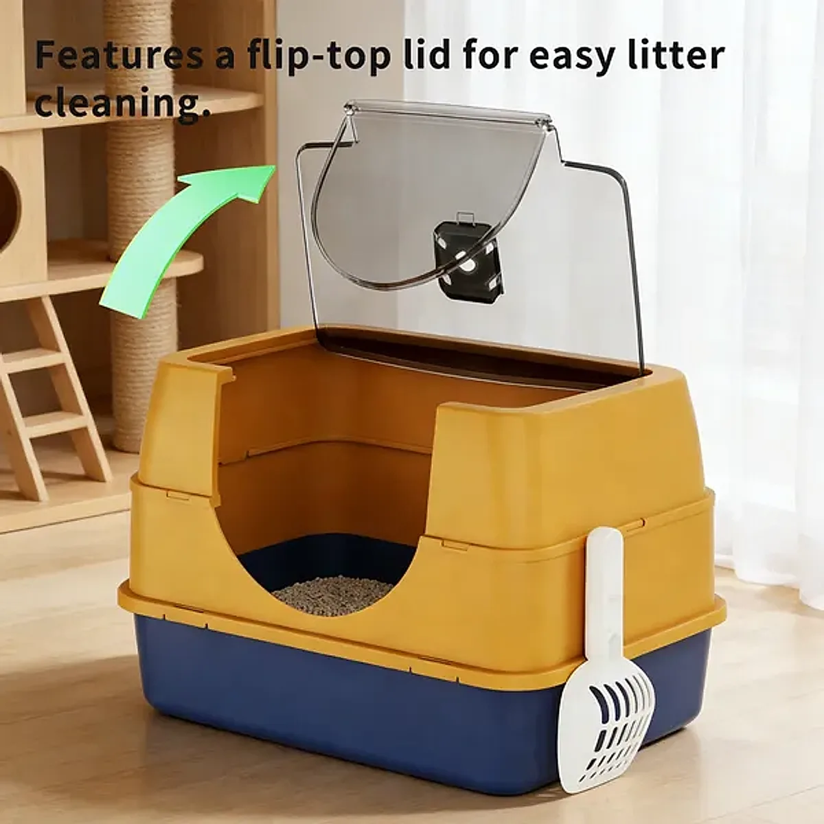 Enclosed Cat Litter Box, Orange - Odor-Locking, Spacious For Large Cats, A - Image 6