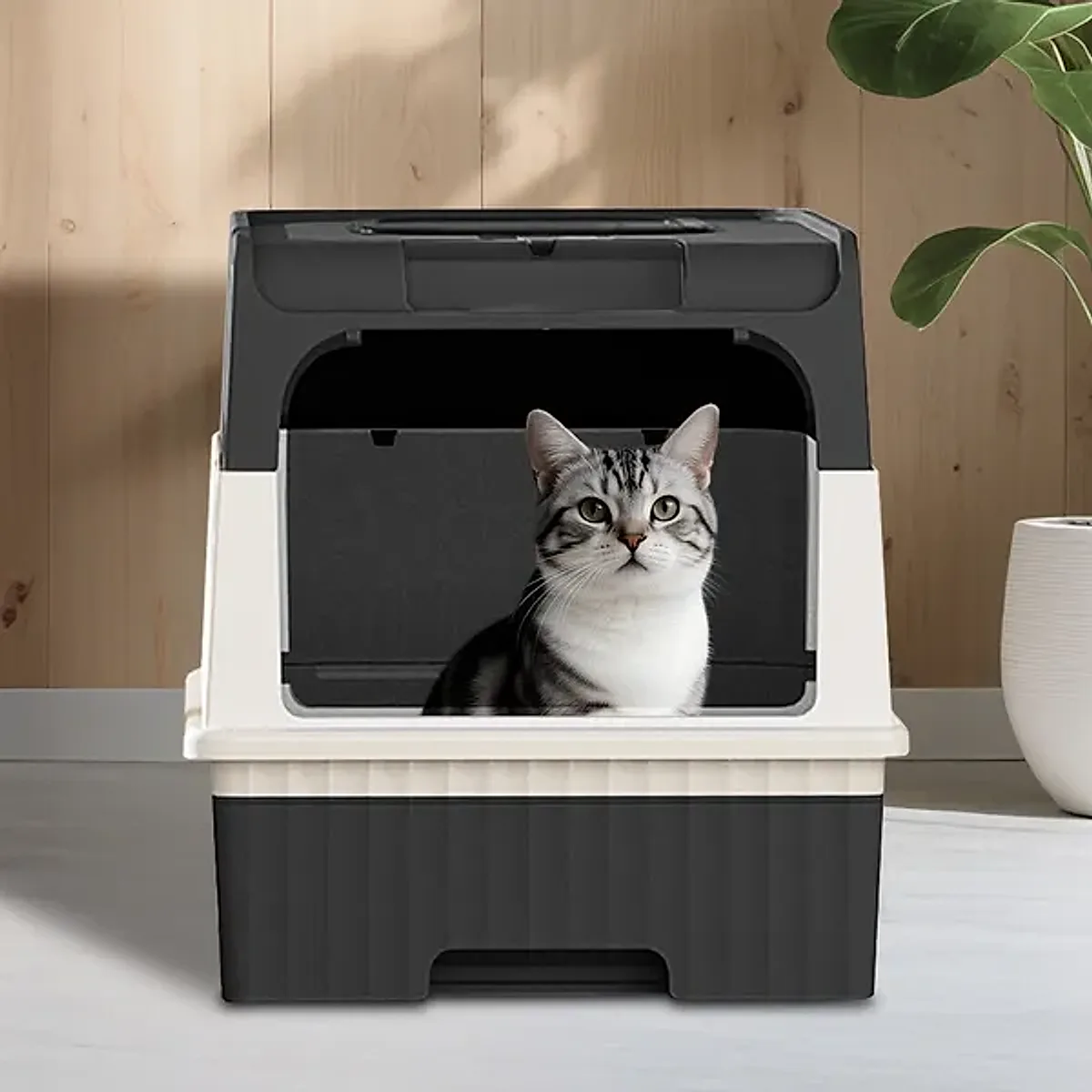 Fully Enclosed Magic Cube Litter Box, Top&Front Entry, Pull-Out Drawer, - Image 2
