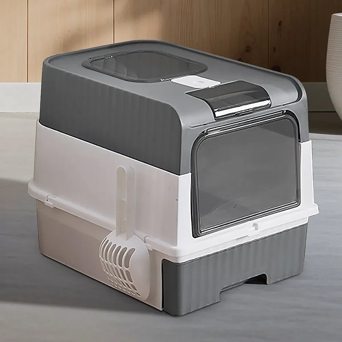 Fully Enclosed Magic Cube Litter Box, Top&Front Entry, Pull-Out Drawer, - Image 3