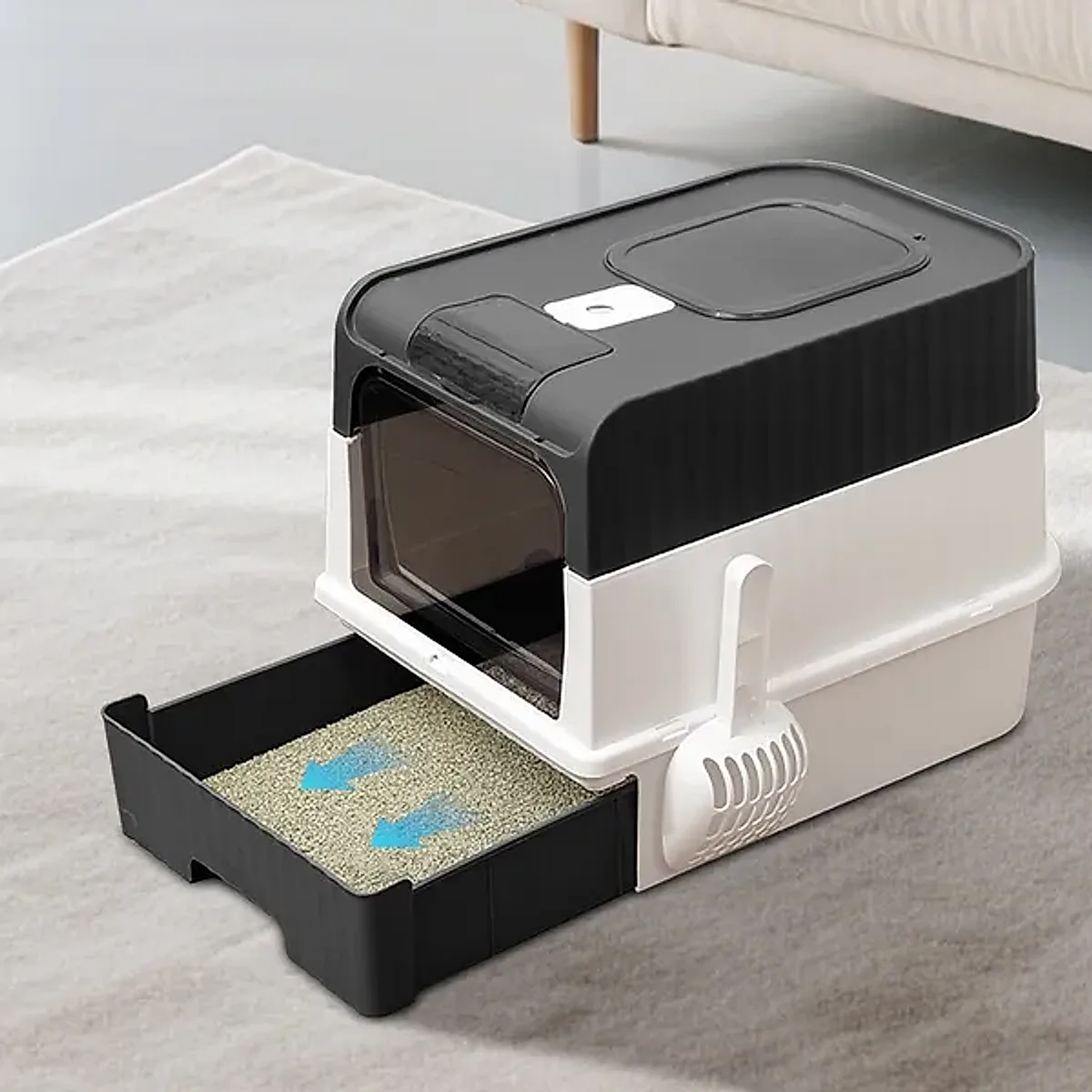 Fully Enclosed Magic Cube Litter Box, Top&Front Entry, Pull-Out Drawer, - Image 5