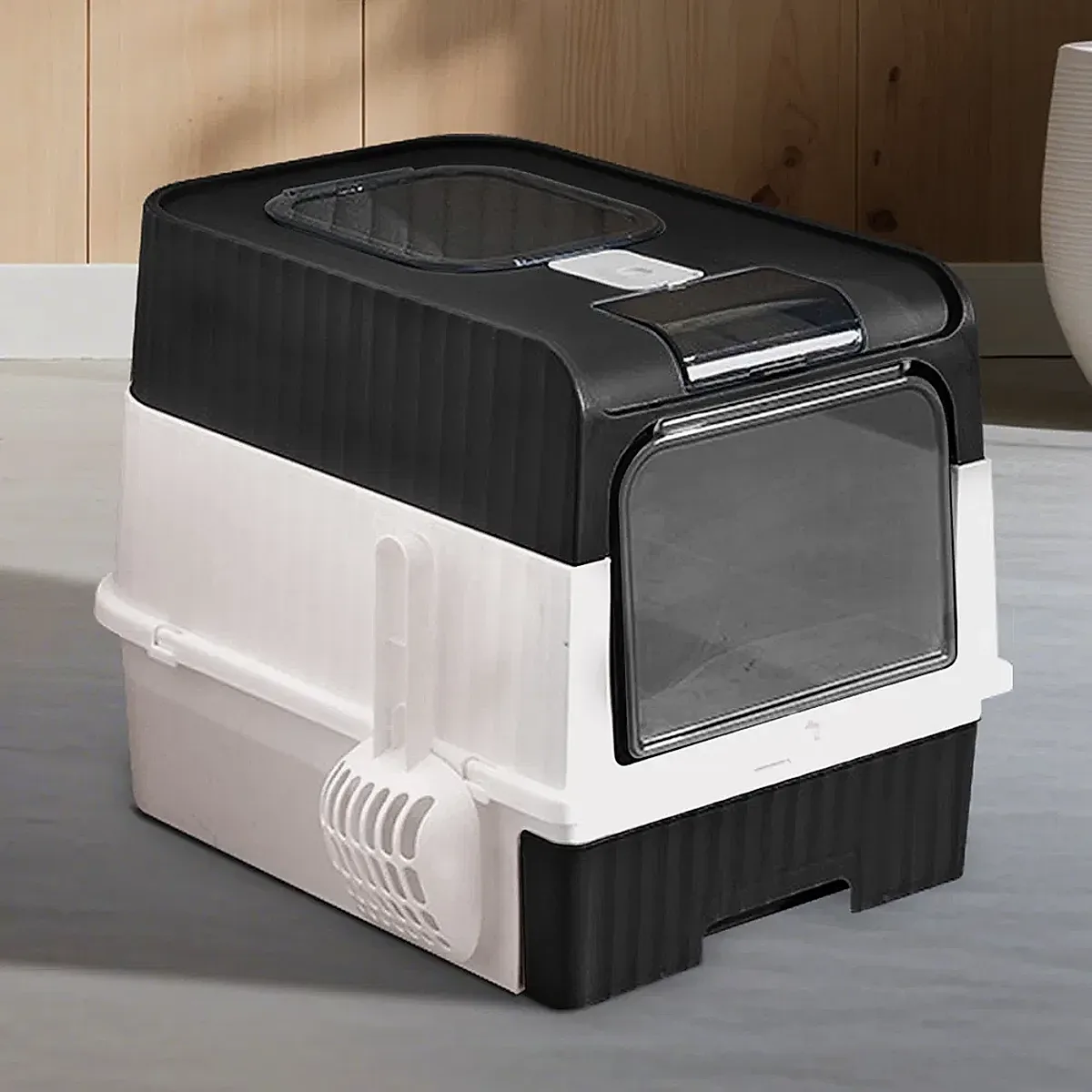 Fully Enclosed Magic Cube Litter Box, Top&Front Entry, Pull-Out Drawer, - Image 9