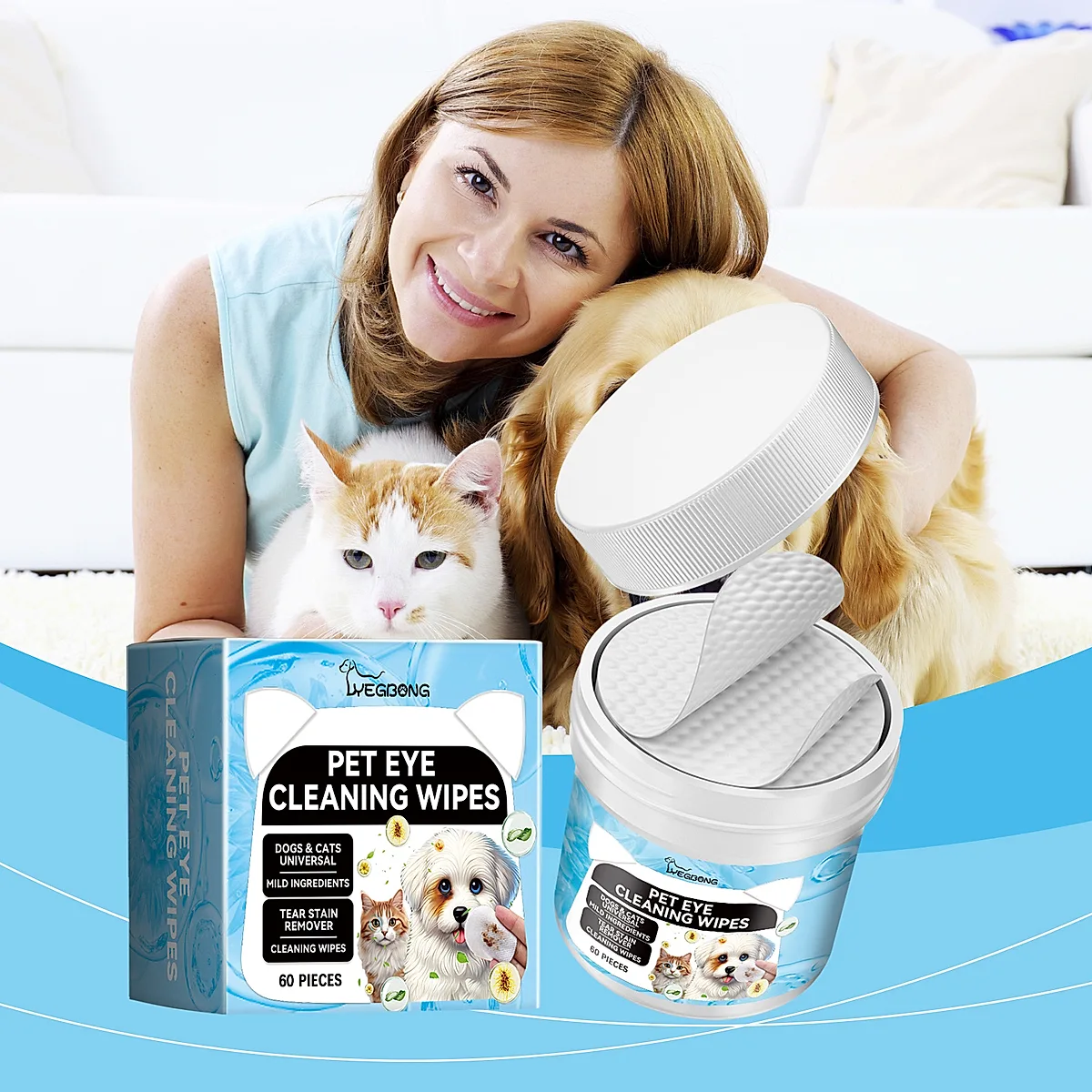 Pet Eye Cleaning Wipes For Dogs & Cats, Tear Stain Remover Pads, Mild Citric - Image 8