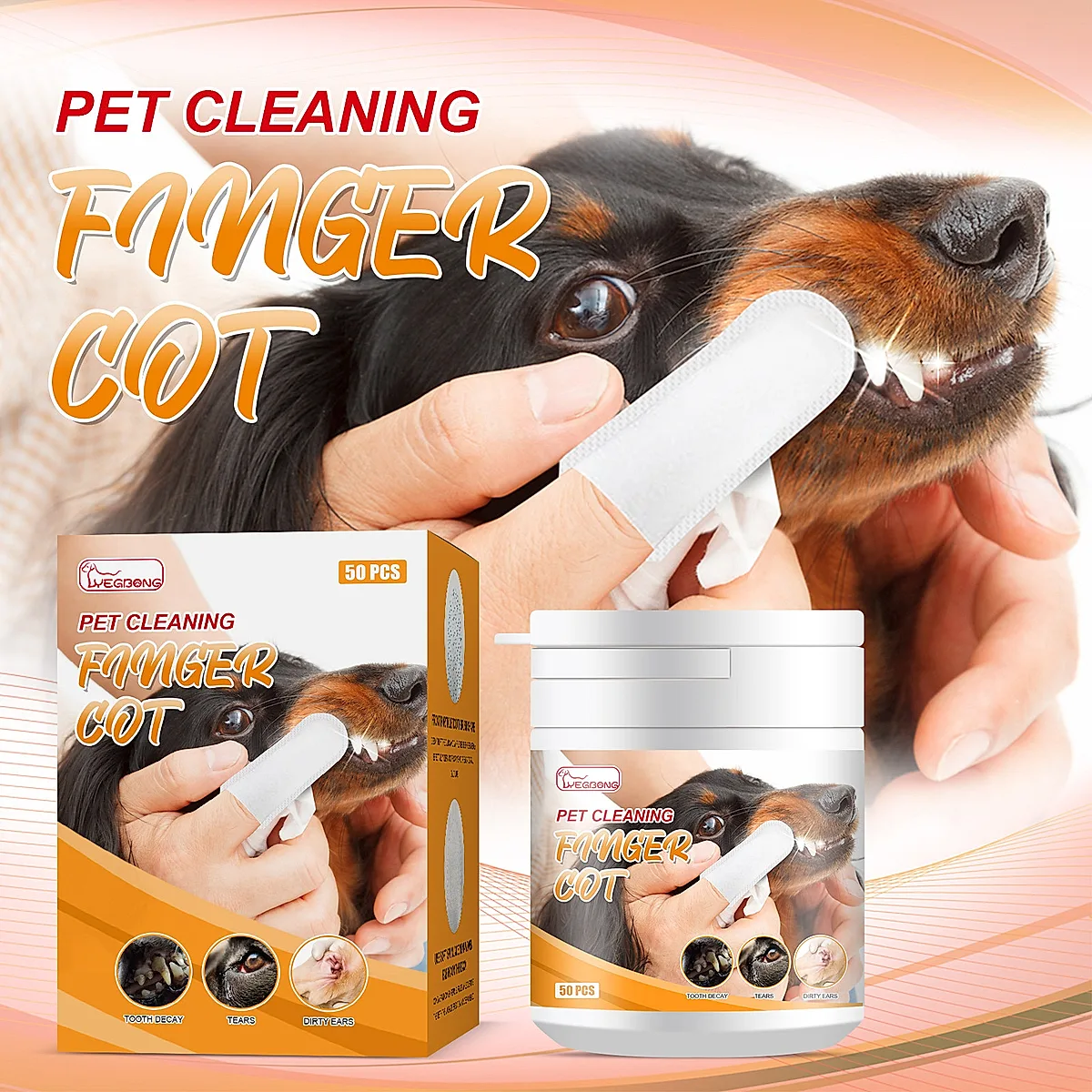 50Pcs Pet Cleaning Finger Wipes, Dog Cat Dental Finger Cot For Plaque Tartar - Image 4