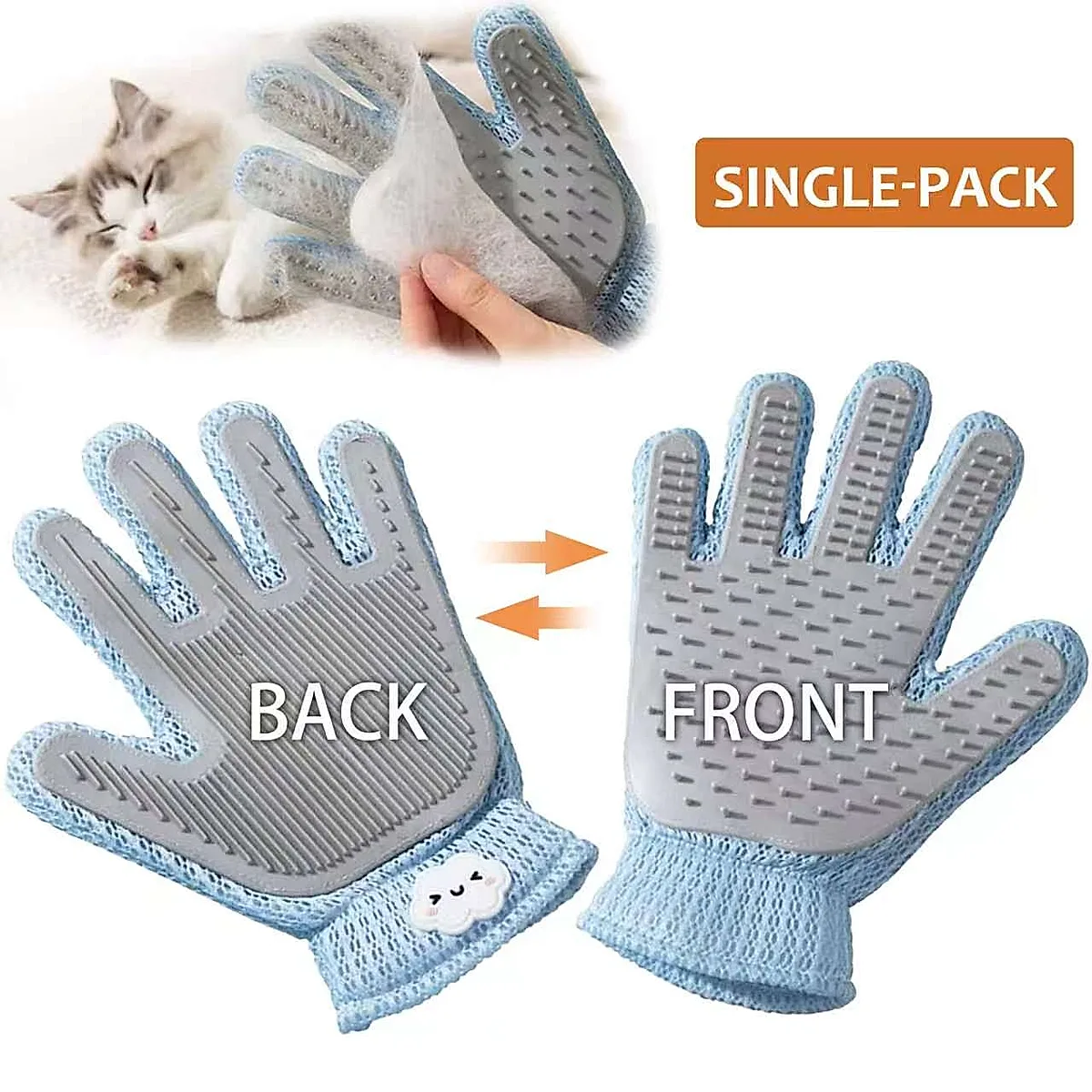 2in1 Double Sided Pet Grooming Glove, Deshedding Massage Brush Mitt For Cats & - Image 3