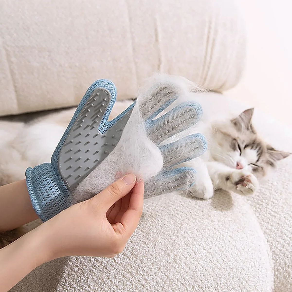 2in1 Double Sided Pet Grooming Glove, Deshedding Massage Brush Mitt For Cats & - Image 6