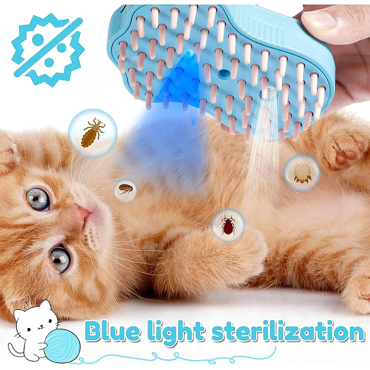 Rechargeable Steam Cat Brush, Cute Paw Shape Pet Steamer Grooming Brush With - Image 6