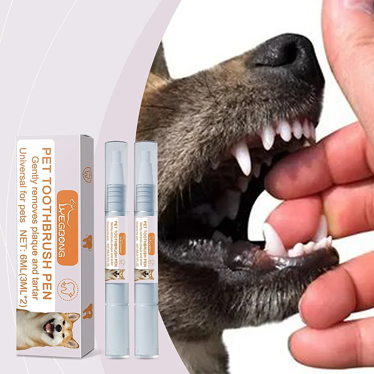 Pet Dental Toothbrush Pen 2Pack Dog Cat Plaque Tartar Remover, Freshen Breath & - Image 2