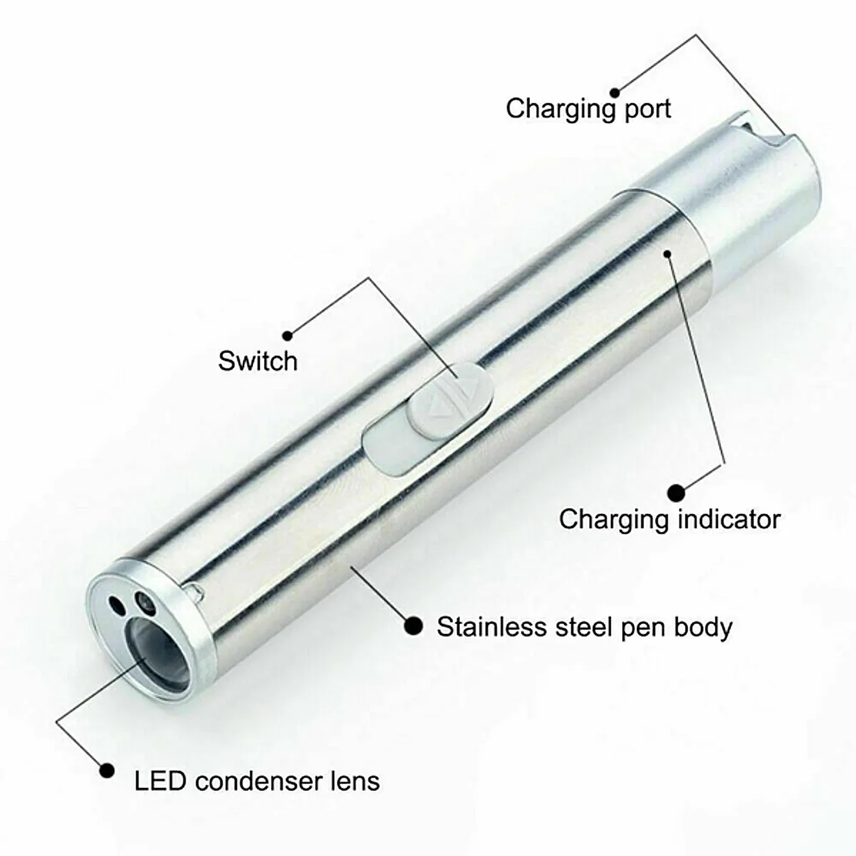 3 In1 1mw USB Rechargeable Pet Toy Pen Flashlight Red Laser Beam UV Light