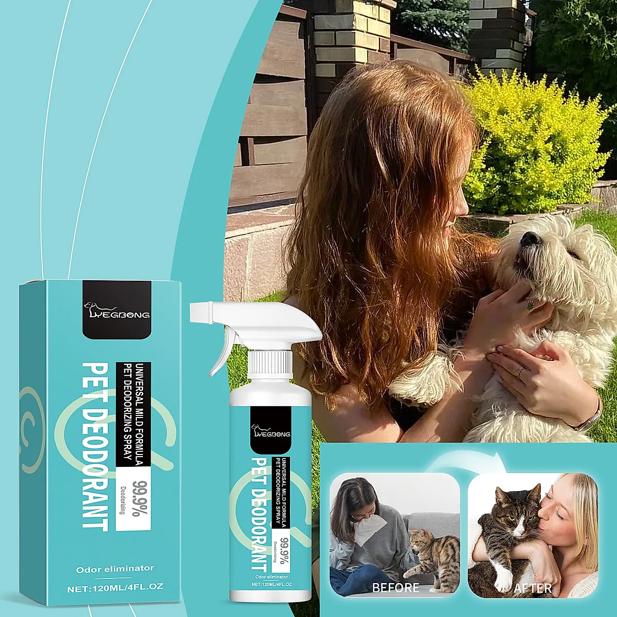 Pet Deodorant Spray, Gentle Pet Odor Eliminator For Dogs & Cats, Instantly