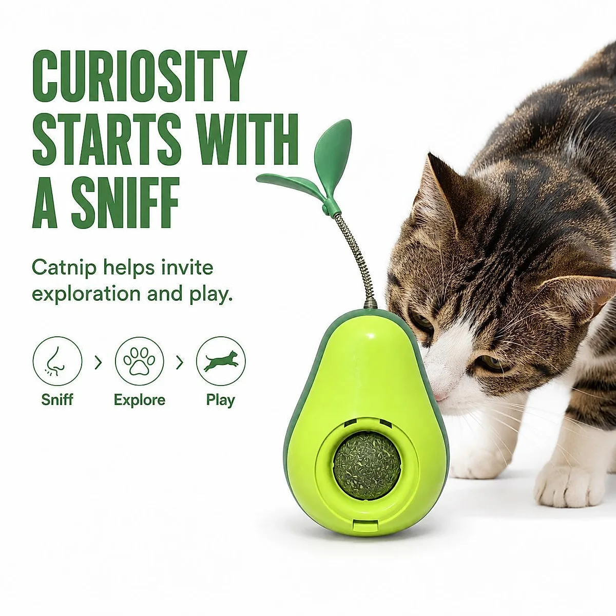 Avocado-Shaped Cat Tumbler Toy Interactive Wobble Toy That Self-Rights Includes