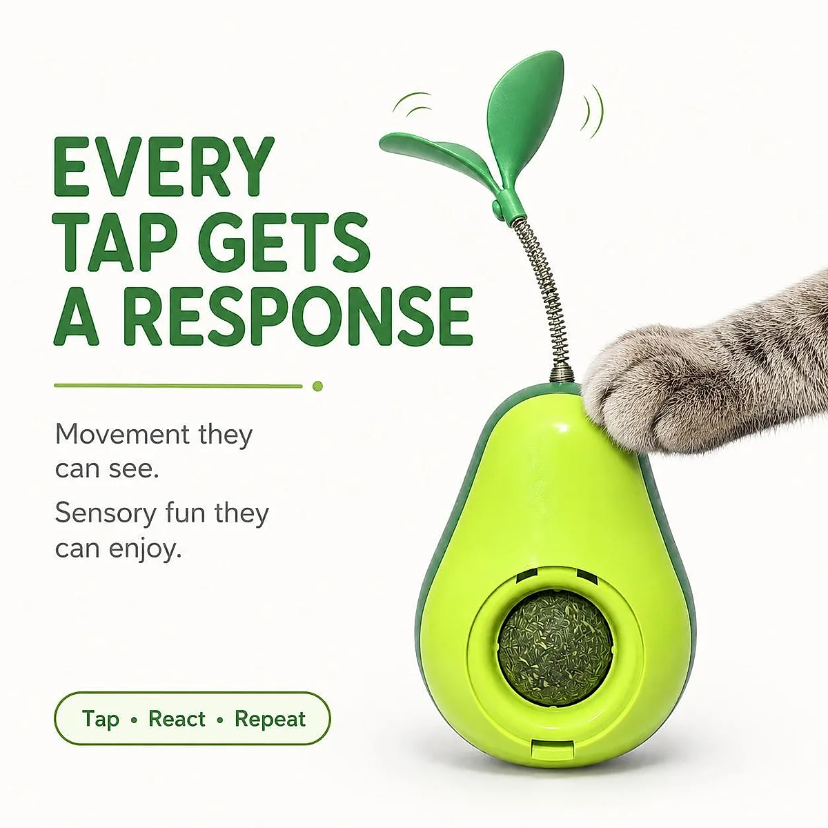 Avocado-Shaped Cat Tumbler Toy Interactive Wobble Toy That Self-Rights Includes - Image 4