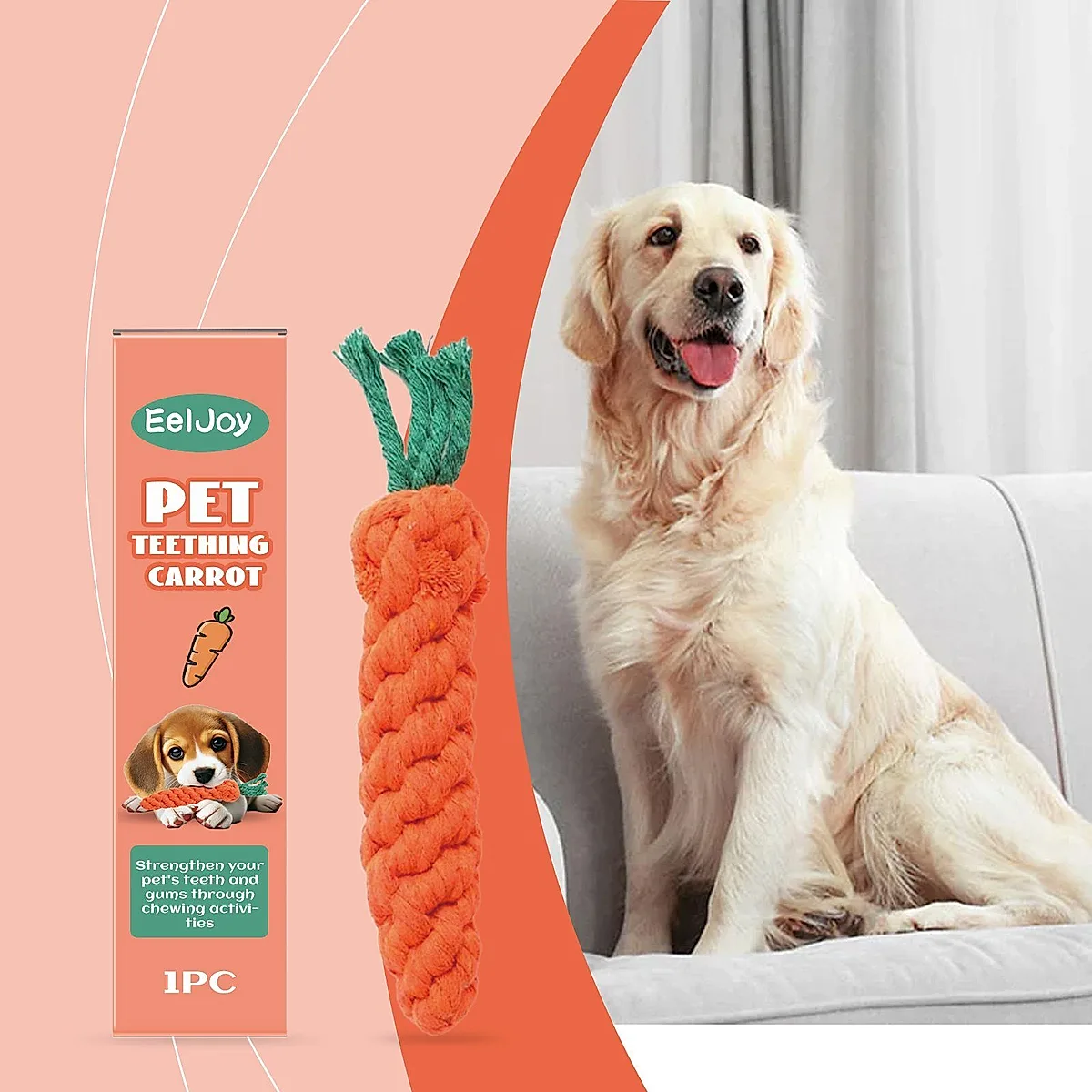 Carrot-Shaped Pet Chew Toy, 1 Piece - Image 4
