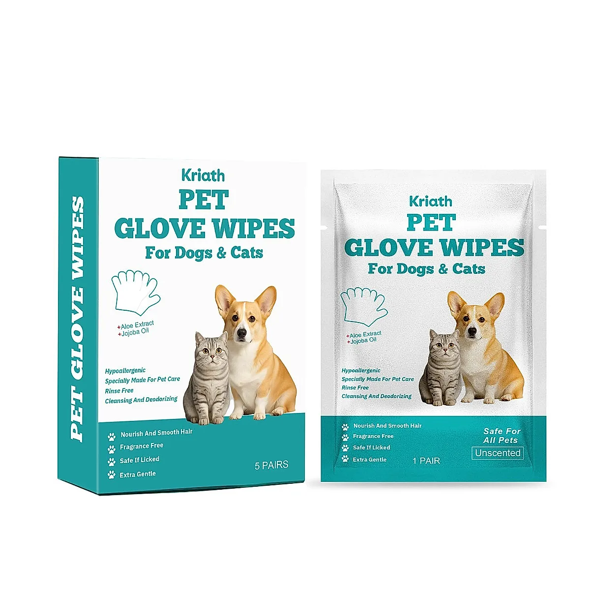 Disposable Pet Glove Wipes, 5 Pieces