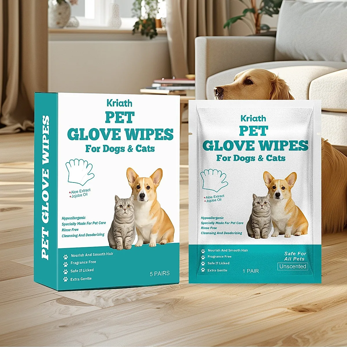 Disposable Pet Glove Wipes, 5 Pieces - Image 4