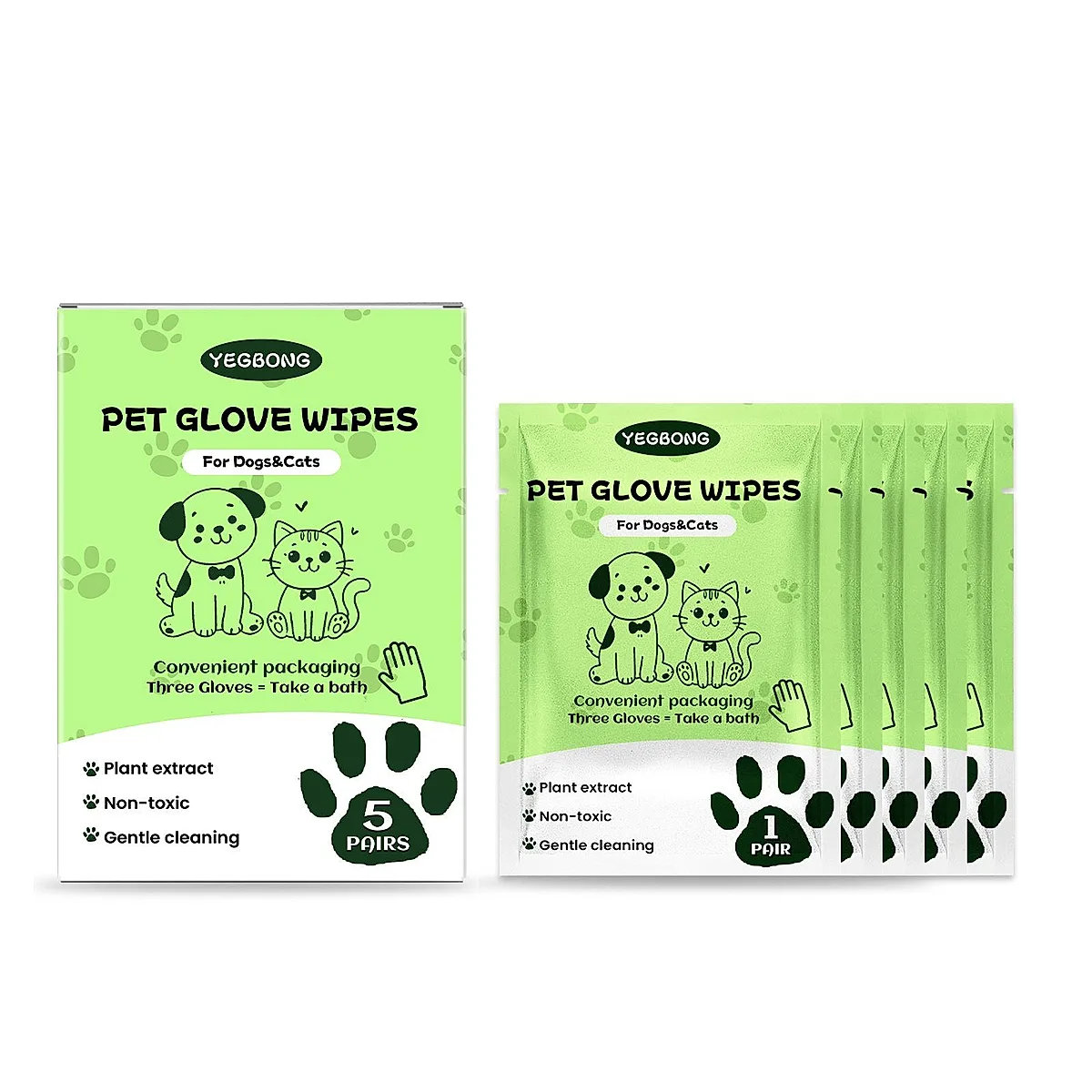 Disposable Pet Glove Wipes, 5 Pieces - Image 3
