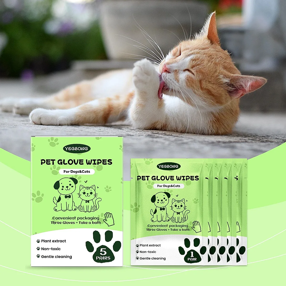 Disposable Pet Glove Wipes, 5 Pieces - Image 8