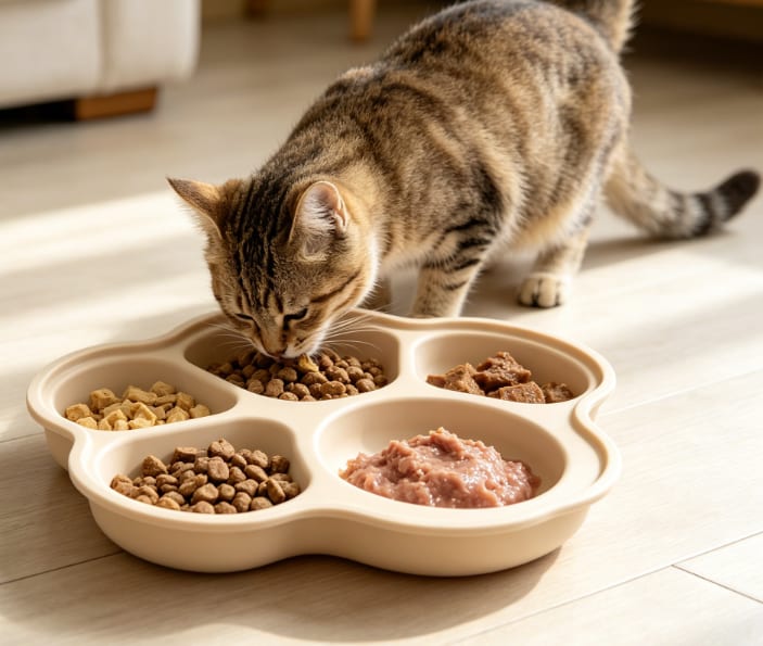 Cat Slow Feeder Mat - 4-Compartment Puzzle Bowl - Image 2