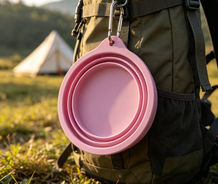 Collapsible Silicone Pet Travel Bowl - Portable Food & Water